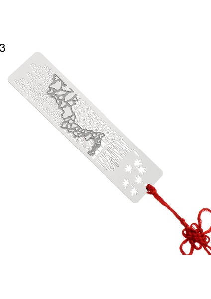 No.3 Tarzı 1 Adet Vintage Gümüş Çin Tarzı Oymalı Metal Kitap Ayraçları Kırmızı Ip Püskül İle Çocuklar Ve Öğrenciler Için Okul Kırtasiye Malzemeleri (Yurt Dışından)