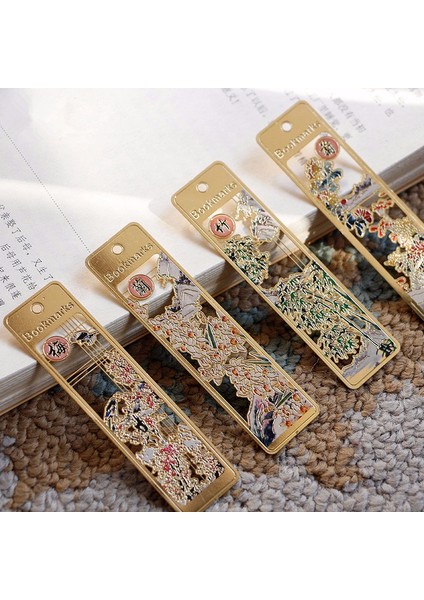 24K Altın Kaplama Çin Klasik Tarzı Ayraç Merlin Bambu Krizantem Metal Kitap Ayraçları (Yurt Dışından)