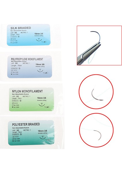 Polipropilen Tarzı Tıbbi Iğne Dikiş Naylon Monofilament Ipek Örgülü Iğne Iplik Dikiş Eğitim Gösterileri Pratik Seti (Yurt Dışından)