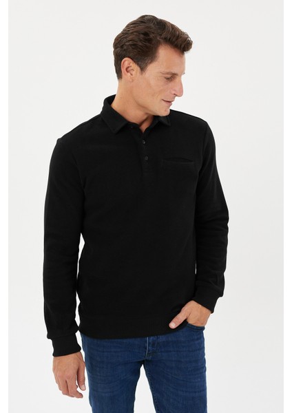 Büyük Beden Polo Yaka Sweatshirt-KS1707