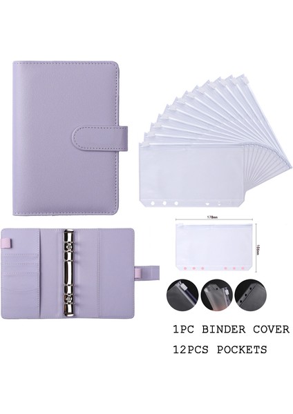 Mor Tarzı A6 Pu Bütçe Cüzdanı Defter Fermuar Cebi Makaron Lazer Renkli Kapak Günlük Ajanda Planlayıcı Dosya Okul Malzemeleri (Yurt Dışından)