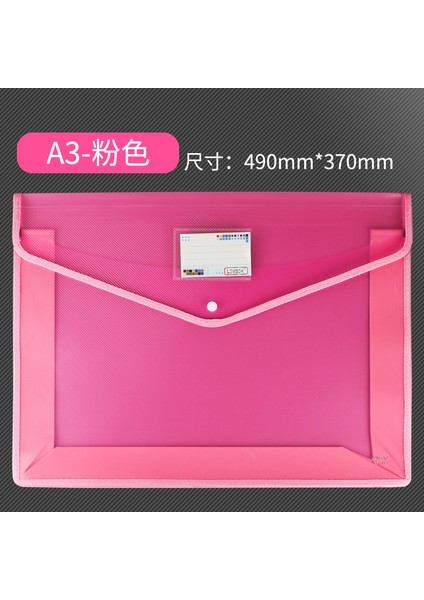 Pembe Stil Ekstra Büyük A3 Belge Çantası Snap Düğme Çantası 8K Çizim Kağıdı Basit Veri Dosyası Boyama Çalışma Saklama Çantası Büyük Bilgi Çantası (Yurt Dışından)