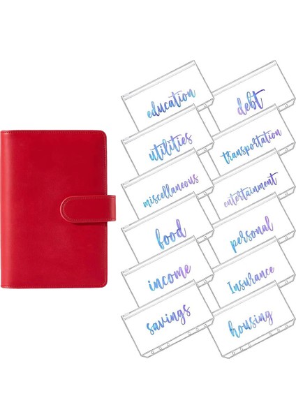 Kırmızı-12 Adet Tarzı A6 Pvc Gökkuşağı Defter Kapağı (Yurt Dışından)