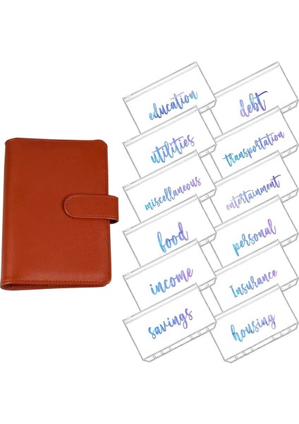 Kahverengi-12 Adet Tarzı A6 Gökkuşağı Yumuşak Pvc Defter Kapağı Planlayıcı Bütçe Cüzdanı Organizatör Kategoriler Fermuarlı Cüzdan Zarfları Için Fatura Planlayıcı (Yurt Dışından)
