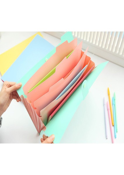 Kırmızı Stil 10 Şeker Renkli Su Geçirmez A4 Dosya Belgeliği Cüzdan Tutucu Organizer Çok Katmanlı Dosya 5'Li Paket Bilgi Broşürü (Yurt Dışından)