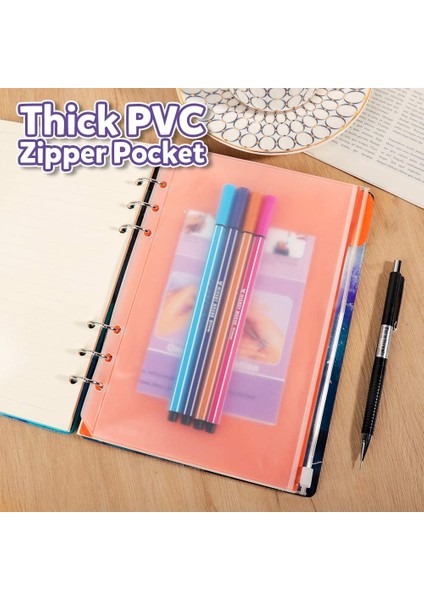 A5 4 Cepler-6Pcs Tarzı A5 6 Halka Dosya Cepi 3 Çeşit - Fermuarlı Zarf Ve 2 Cepli Dosya Çantası Ve Filofax Düzenleyici Için 3 Ayrı Cep - (Yurt Dışından)