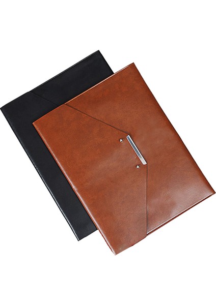 Siyah Stil Manyetik Toka Padfolio Fichario Dosya Klasörü Iş Çantası Organizatör Yönetici Dolabı Pu Deri Ofis Çantası (Yurt Dışından)