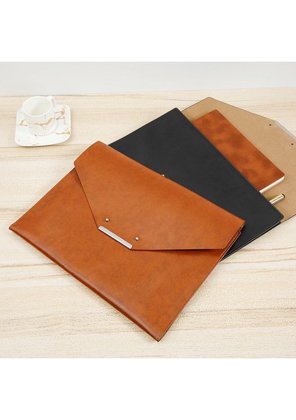 Siyah Stil Manyetik Toka Padfolio Fichario Dosya Klasörü Iş Çantası Organizatör Yönetici Dolabı Pu Deri Ofis Çantası (Yurt Dışından)