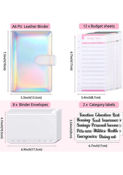 A6-Mor Tarzı A6 Bütçe Cüzdanı Defteri İle Nakit Zarflar Sistemi, Gider Bütçe Tabloları, Kategori Etiketleri, Bütçeleme Ve Para Biriktirme Için (Yurt Dışından)