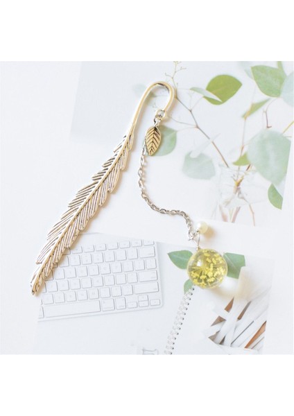 E Stili Kızlar Için Retro Top Kolye Kitap Ayracı Kurutulmuş Çiçek Bookmark Yenilikçi Takı Çocuk Kawaii Kırtasiye Kitap Aksesuarları (Yurt Dışından)
