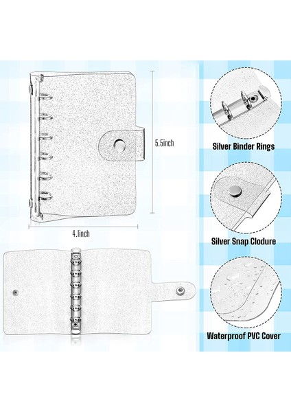 Parlak Mor Tarzı A7 Yumuşak Pvc 6-Halkalı Dosya Kapağı İle Cüzdan Cebi Ve 2 Sayfa Nakit Zarf Etiketi Içeren Tasarruf Bütçe Planlayıcı Için Mini Dosya Cebi (Yurt Dışından)