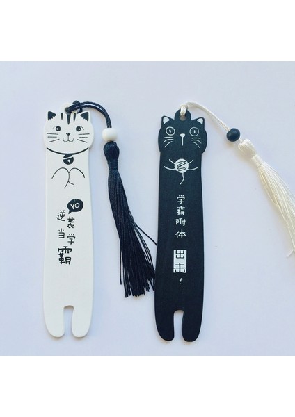1 Adet Rastgele Stil 1X Sevimli Meow Beyaz Siyah Kedi Ahşap Püskül Ayraç Sayfa Süsü (Yurt Dışından) fiyatları