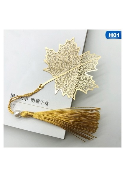 H Tarzı Metal Ayraç Çin Tarzı Vintage Yaratıcı Yaprak Damarı Oyuk Akçaağaç Yaprağı Püsküllü Kayısı Yaprağı (Yurt Dışından)