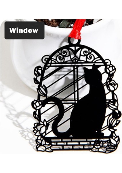 Pencere Stili 1 Adet Siyah Kedi Kitap Ayracı Kırmızı Ip Retro Metal Ayracı Benzersiz Okuma Kırtasiye Ofis Okul A6927 (Yurt Dışından)