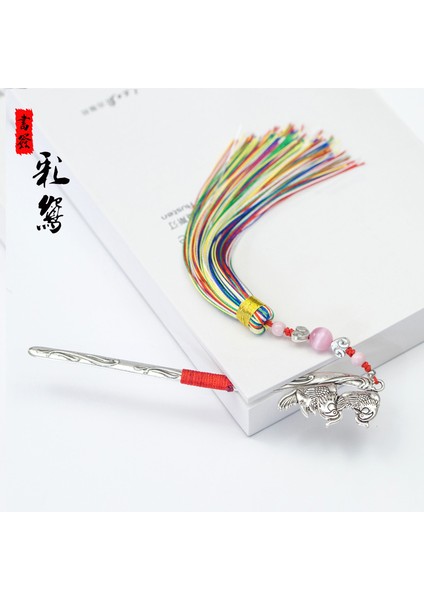 08 Renkli Mandalina Stili Çin Tarzı Klasik Püsküllü Metal Ayraç Yaratıcı Öğrenci Kırtasiye El Yapımı Retro Sevimli Antika (Yurt Dışından)