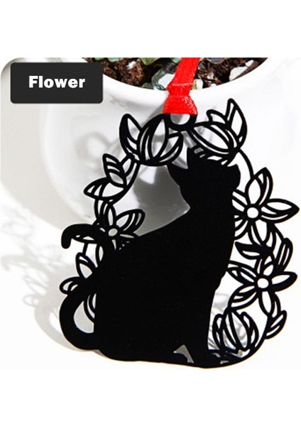 Çiçek Stili 1 Adet Siyah Kedi Kitap Ayracı Kırmızı Ip Retro Metal Ayracı Benzersiz Okuma Kırtasiye Ofis Okul A6927 (Yurt Dışından)