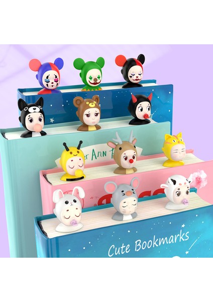 Palyaço Çocuk Stili Sevimli 3D Hayvan Ayraç Kawaii Kedi Köpek Kitap Ayracı Pvc Okuma Işareti İle Renkli Kutu Kırtasiye Okul Malzemeleri Çocuklar Kızlar ler (Yurt Dışından) modelleri