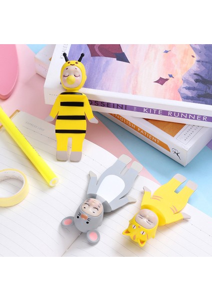 Palyaço Çocuk Stili Sevimli 3D Hayvan Ayraç Kawaii Kedi Köpek Kitap Ayracı Pvc Okuma Işareti İle Renkli Kutu Kırtasiye Okul Malzemeleri Çocuklar Kızlar ler (Yurt Dışından) fırsatları