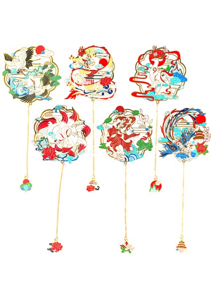 No.2 Tarzı Tasarım Retro Metal Ayraç Ejderha Yaprak Kolye Hohloma Ayraç Kitap Püskül Sayfa Işareti Kırtasiye Malzemesi (Yurt Dışından) fiyatları