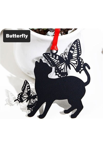 Kelebek Tarzı 1 Adet Siyah Kedi Kitap Ayracı Kırmızı Ip Retro Metal Ayracı Benzersiz Okuma Kırtasiye Ofis Okul A6927 (Yurt Dışından)