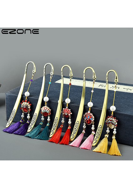 Glod Tarzı Ezone Antika Metal Ayraç Pekin Opera Yüzü Ayraç El Yapımı Renkli Püsküllü Boncuklu Vintage Zarif (Yurt Dışından) fiyatları