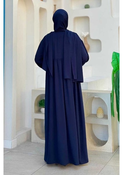 Şallı Kruvaze Namaz Elbisesi 6027 Lacivert fiyatları