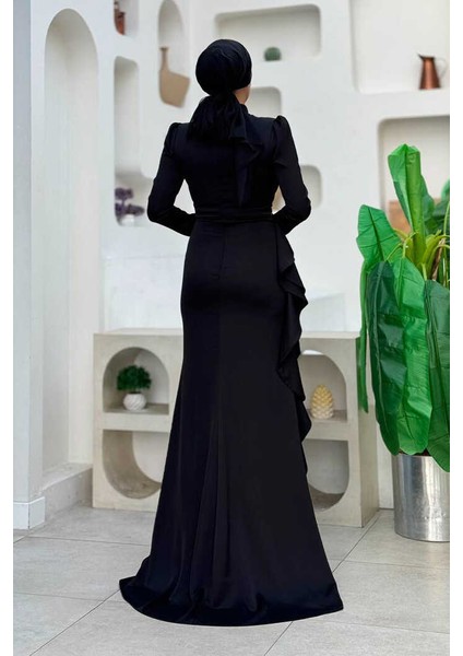 7011 Fırfır Detay Abiye Siyah fiyatları