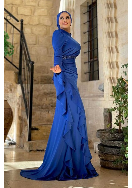 7011 Fırfır Detay Abiye Saks modelleri