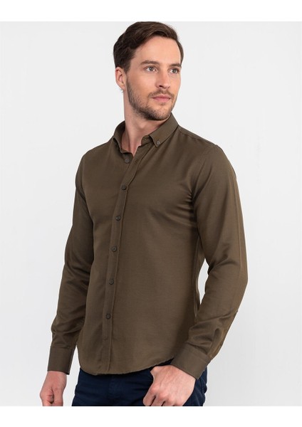 Slim Fit Düz Erkek Gömlek