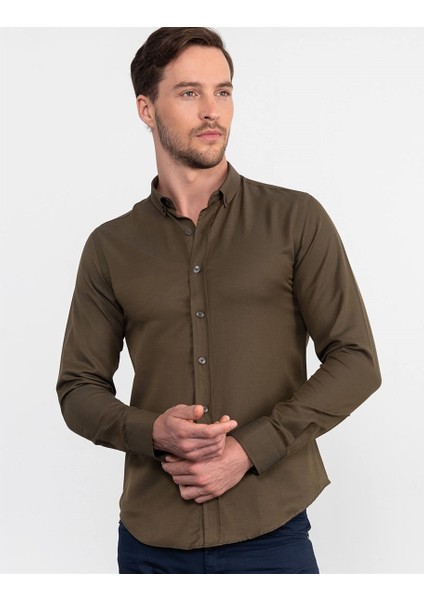 Slim Fit Düz Erkek Gömlek