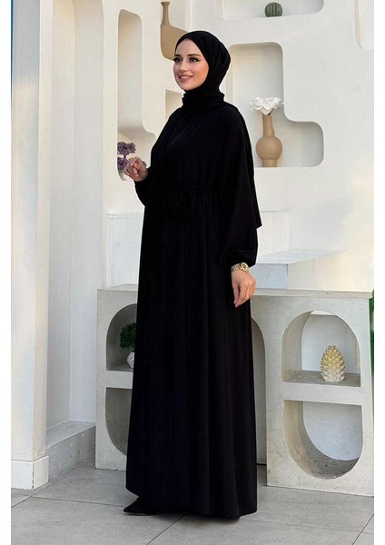 Şallı Kruvaze Namaz Elbisesi 6027 Siyah modelleri