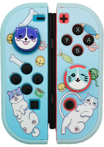 Nintendo Switch Konsol Koruyucu Kılıf Hard Case Karikatür Kedi ve Köpek Teması (Yurt Dışından)