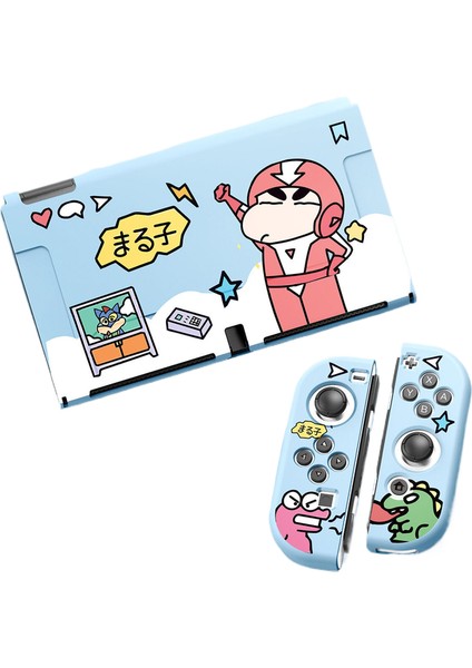Nintendo Switch OLED Tpu Buzlu Kabartmalı Koruyucu Kılıf Crayon Shin-Chan Mavi (Yurt Dışından)