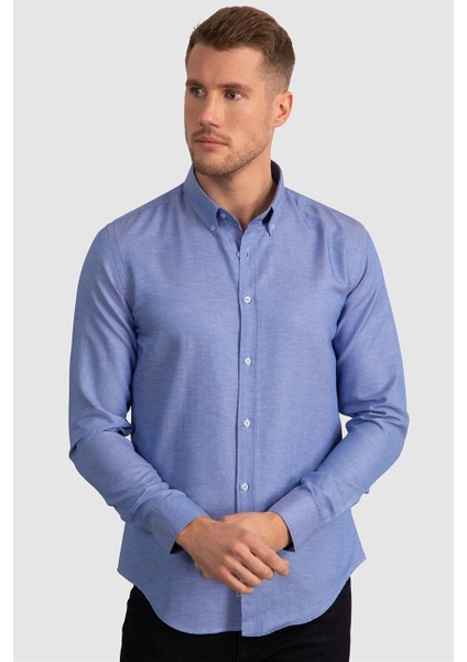 Slim Fit Dar Kesim Oxford Spor Erkek Gömlek