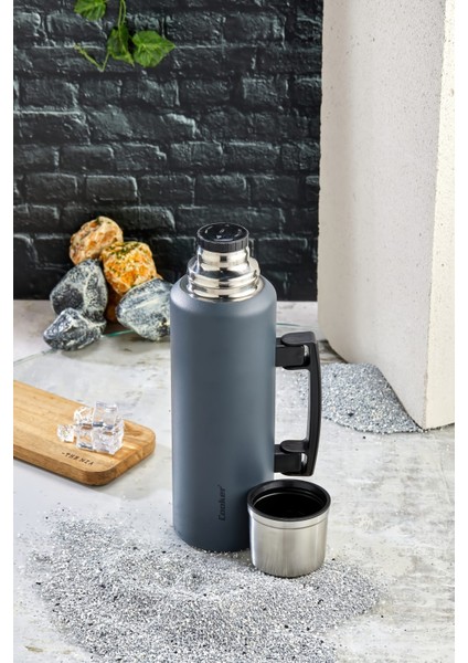 1.5 Litre Çift Katlı Çelik Termos - 24 Saat Sıcak, 48 Saat Soğuk, Kulplu (Kamp, Piknik, Ofis, Seyahat, Outdoor) fırsatları