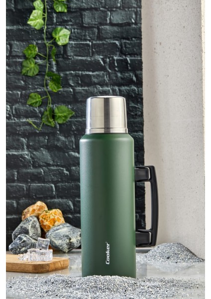 1.5 Litre Çift Katlı Çelik Termos - 24 Saat Sıcak, 48 Saat Soğuk, Kulplu (Kamp, Piknik, Ofis, Seyahat, Outdoor) modelleri