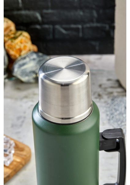 1.5 Litre Çift Katlı Çelik Termos - 24 Saat Sıcak, 48 Saat Soğuk, Kulplu (Kamp, Piknik, Ofis, Seyahat, Outdoor) fırsatları