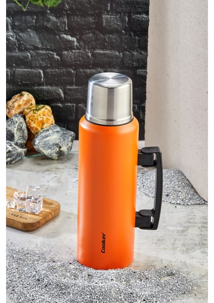 1.5 Litre Çift Katlı Çelik Termos - 24 Saat Sıcak, 48 Saat Soğuk, Kulplu (Kamp, Piknik, Ofis, Seyahat, Outdoor)