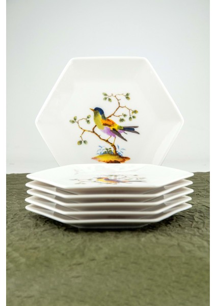 Birds Singing 6 Parça Porselen Pasta Tabağı