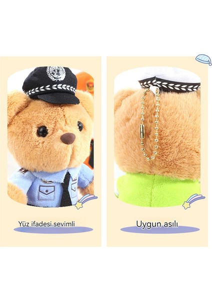 15CM Polis Ayı Peluş Kolye Anahtarlık (Yurt Dışından)