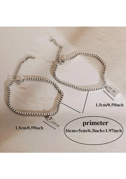 Gümüş 2 Adet Çelik Anahtar Kilidi Sevgili Arkadaş Çift Bilekliği indirimleri