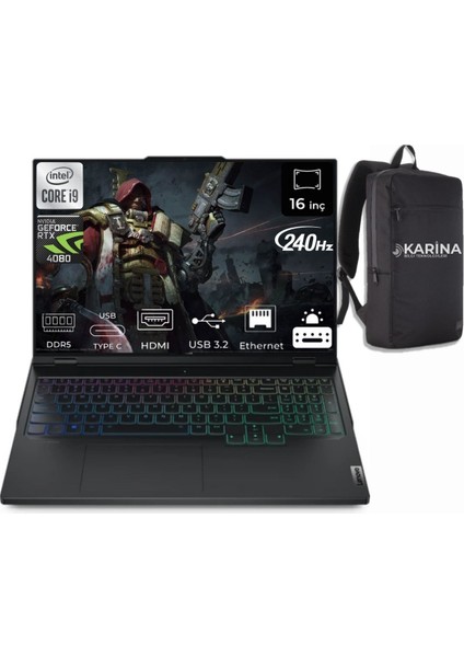 Legion Pro 7 Intel Core I9 14900HX 83DE002WTR-085 40GB 512GB+1TB RTX4080 W11PRO 16" Taşınabilir Bilgisayar