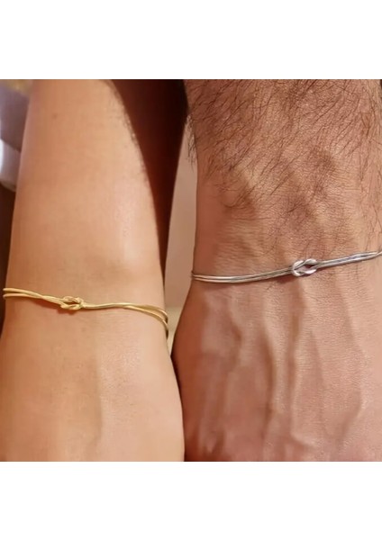 Gold-Gümüş 2 Adet Düğüm Model Arkadaş Çift Sevgili Bileklik modelleri