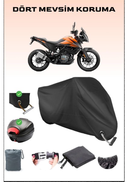 Ktm 250 Adventure Için Arka Çanta ve Kilit Uyumlu Siyah Motosiklet Branda, Güvenli
