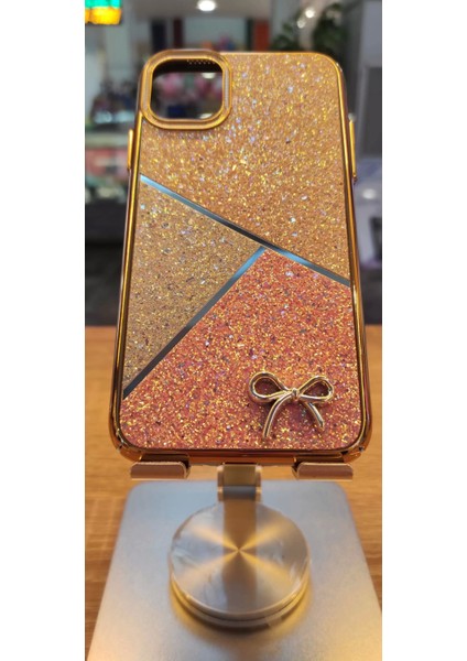 Iphone 11 Uyumlu Taşlı Kurdele Figürlü Karbon Kılıf Darbe Korumalı Kapak