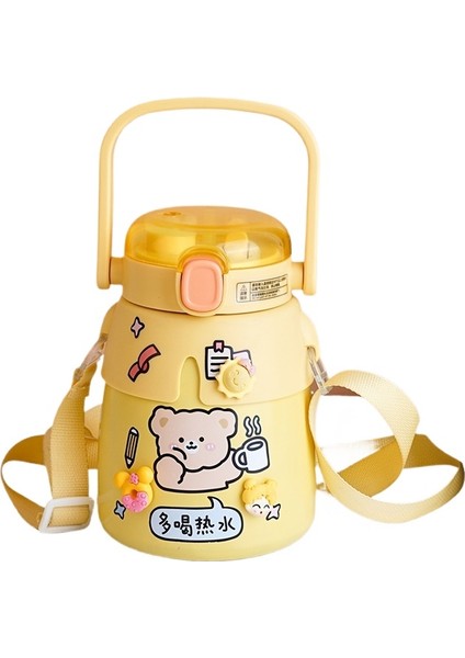 316 Paslanmaz Çelik Büyük Kapasiteli Çift Içecekli Termos Bardak, Göbekli Bardak, Çocuk Öğrenci Su Bardağı, Saman Bardağı (Yurt Dışından)