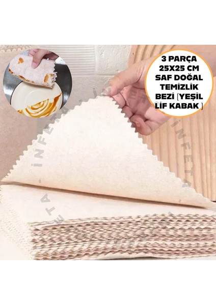 3 Parça Temizlik Kabak Bezi 25 x 25 cm Yeşil Lif Kabak Bitki Üretimi
