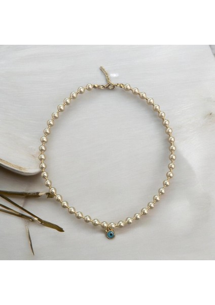 Nazar Boncuğu Detaylı Incili Kolye