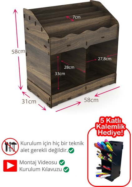 Toby 6 Bölmeli Ahşap Montessori Kitaplık Bebek Çocuk Odası Eğitici Iskandinav Tarz Kitaplık fiyatları