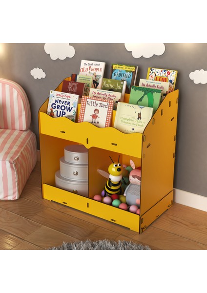 Toby 6 Bölmeli Ahşap Montessori Kitaplık Bebek Çocuk Odası Eğitici Iskandinav Tarz Kitaplık